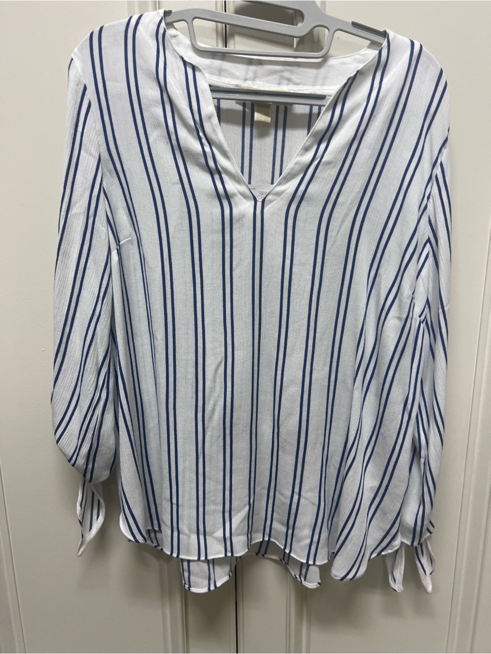 Michael Kors White Blouse with Blue Stripes